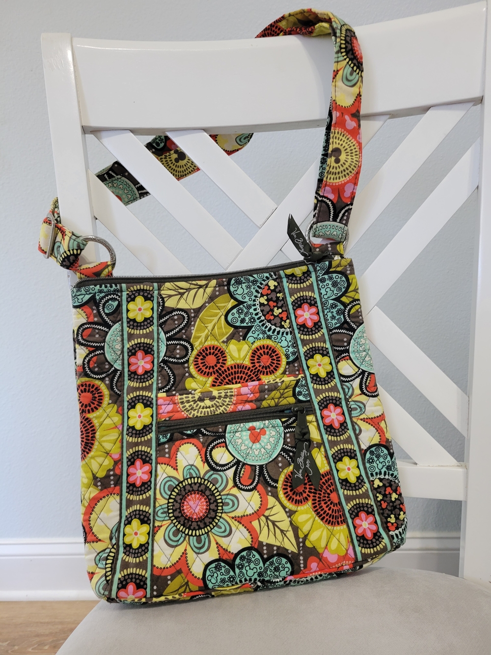 Vera Bradley Disney Floral Quilted Crossbody Bag in Yellow and Aqua